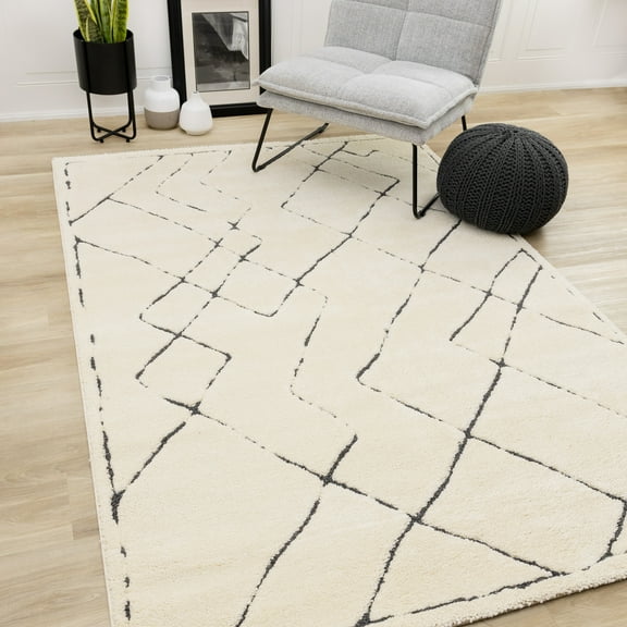 Rug Branch Contemporary Tonal/Solid, Trellis Cream Indoor Area Rug - 5' x 8'