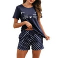 thumbnail image 6 of Women Cotton Pajamas Set Short Sleeve and Shorts Pajama Set for Women Cute Printed Womens Soft Summer Pajamas Sets 2 Piece Womens Loungewear Set, S-XXL, 6 of 11