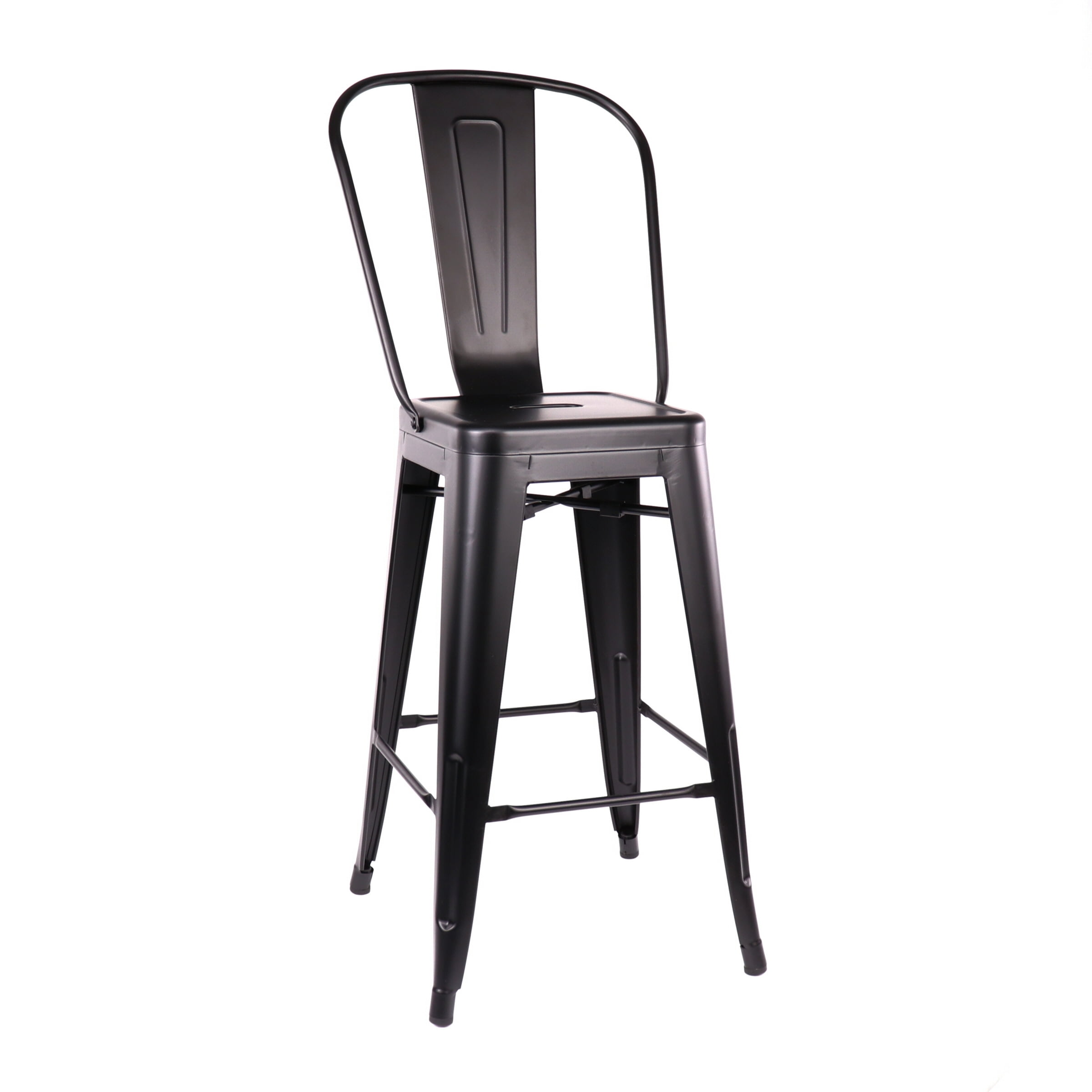 Dreux Matte Black High Back Steel Counter Stool 26 Inch ...