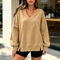 thumbnail image 4 of Horkkom Sweatshirt for Women V Neck Long Sleeve Pullover Sweatshirts Soft Comfy Oversized Sweatshirt, S-2XL, 4 of 7