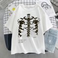 thumbnail image 1 of Camiseta divertida para mujer, ropa de calle de manga corta, Tops de gran tamaño con estampado de calavera oscura, huesos, corazón y pulmón, Harajuku, 1 of 4
