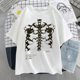thumbnail image 1 of Camiseta divertida para mujer, ropa de calle de manga corta, Tops de gran tamaño con estampado de calavera oscura, huesos, corazón y pulmón, Harajuku, 1 of 4