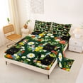 thumbnail image 2 of jejeloiu Colorful Wildflower Garden Full Size Sheets Kids,Watercolor Floral Black Cat Bed Sheets For Girls,4pcs, 2 of 6