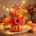 thumbnail image 5 of Darzheoy Halloween Thanksgiving Centerpiece, Artificial Pumpkin Floral Arrangement, 4 Styles Fall Maple Sunflower Berry, Table Centerpiece for Mantel, Table, Dining, Home, Entryway, 5 of 6