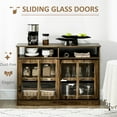 thumbnail image 4 of HOMCOM Sideboard Glass Door Buffet Cabinet, Walnut, 4 of 9