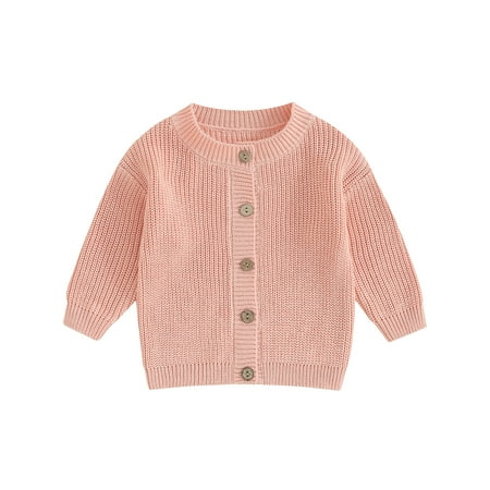 

Wallarenear Baby Girl Boy Knit Cardigan Long Sleeve Open Front Sweater Button Down Coat Top