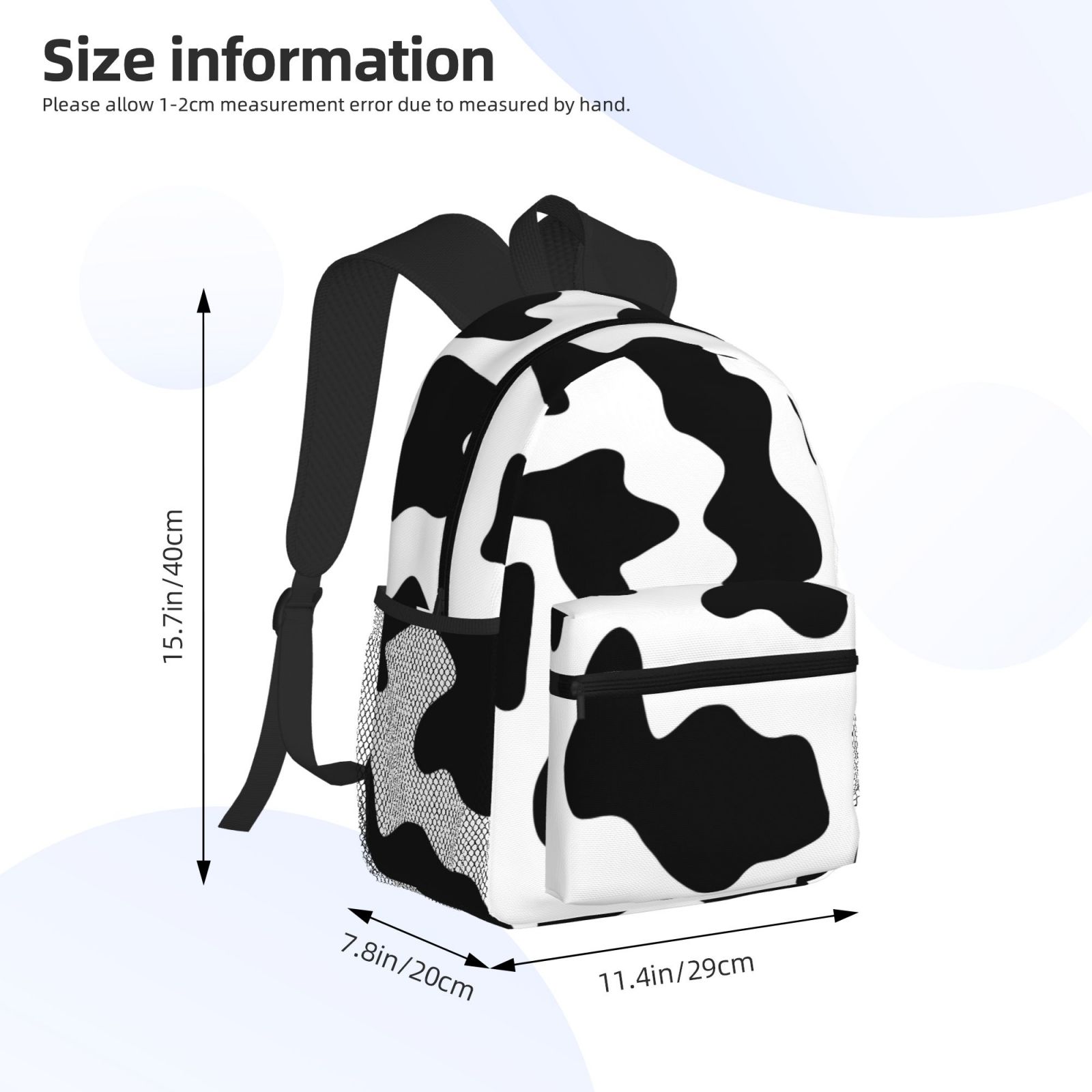 Vsdgher Milk Cow Print Unisex Large Capacity Bookbag Schoolbag Casual Daypack for High School/College/Teens/Travel/Work