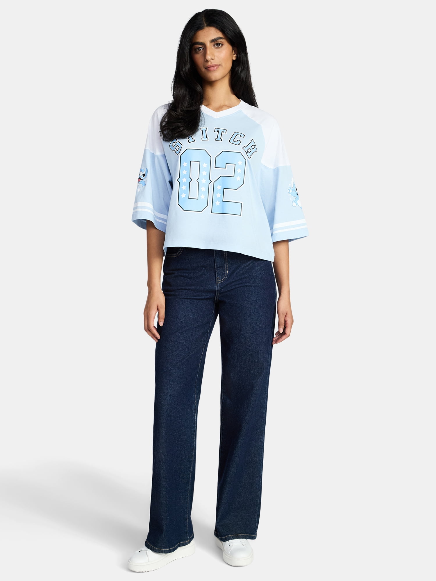 Stitch Women's Short Sleeve Varsity Graphic Tee, Sizes XXS-XXL