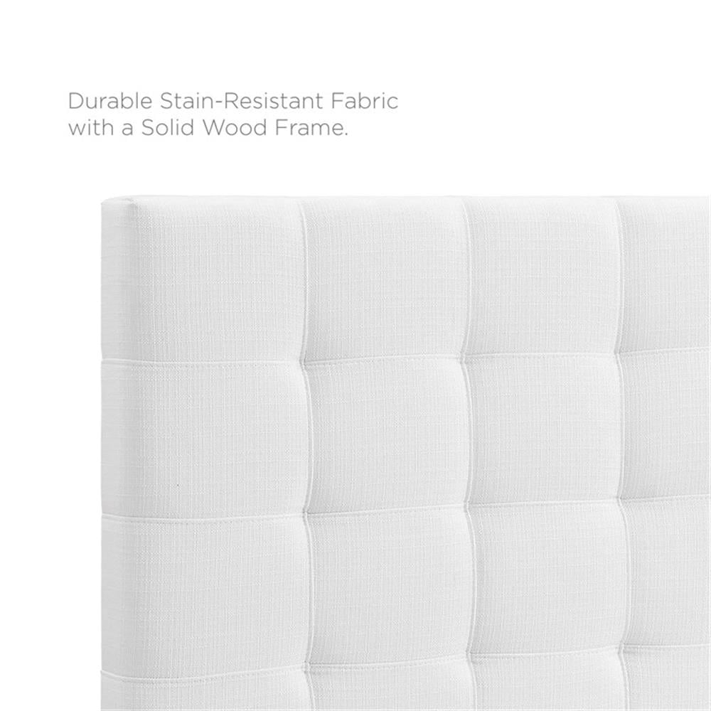 Pemberly Row Tufted Full/Queen Upholstered Linen Fabric Headboard in White