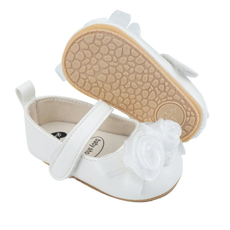Loliuicca Baby Girl Dress Flats Soft Soles Leather Flower Mary Jane Shoes