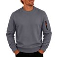 thumbnail image 5 of Comfort Colors Sweatshirt Nelozsy Men's Solid Color Long Sleeve Round Neck Hoodless Sweatshirts Dark Gray S, 5 of 9
