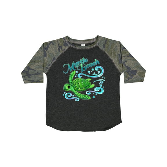 Inktastic Myrtle Beach Cute Sea Turtle with Waves and Bubbles Boys or Girls Toddler T-Shirt