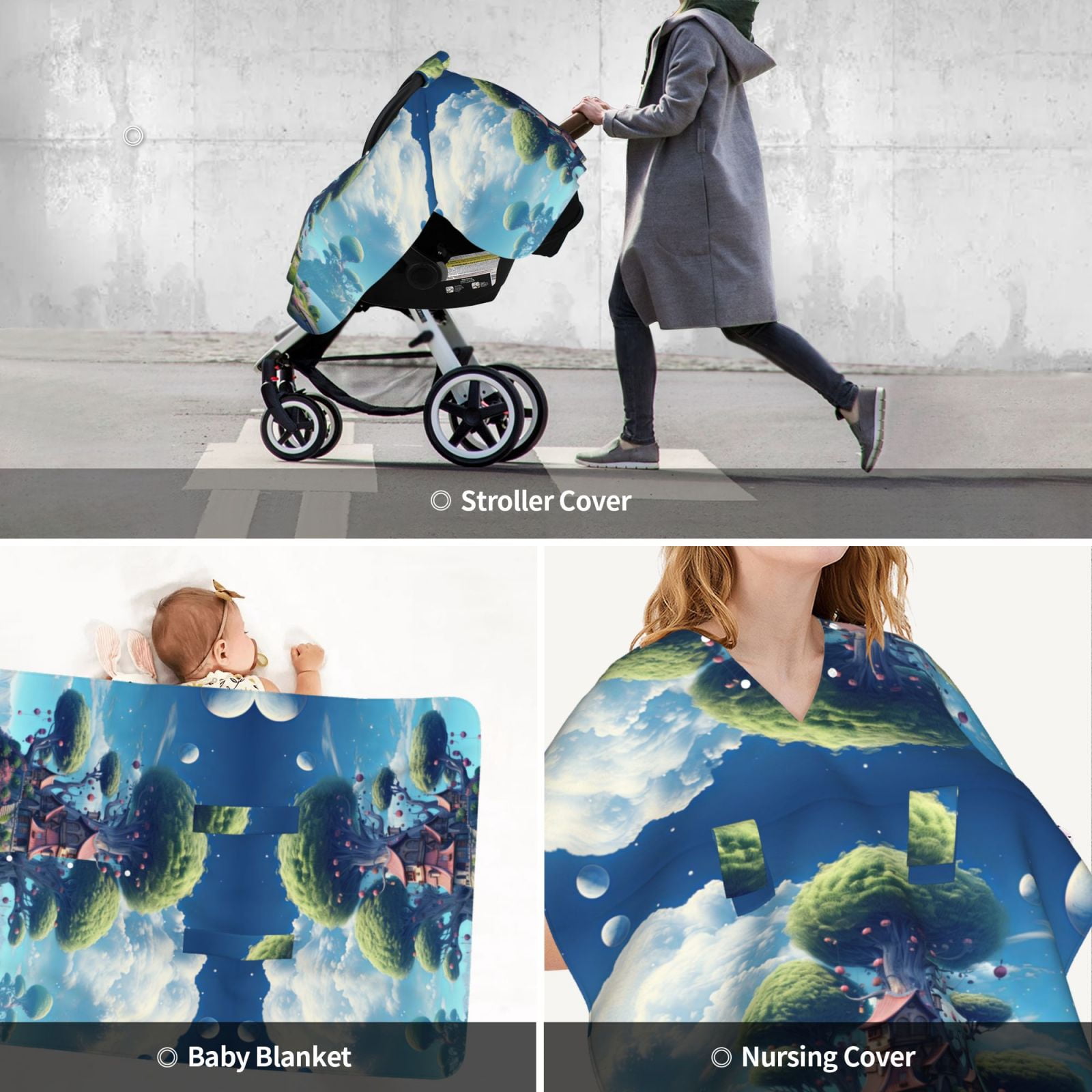 Car Seat Cover Baby - Fantasy Treehouse Planet Scene Breathable Infant Car Seat Cover for Baby Carseat, Lightweight Comfort Baby Essentials Must Haves Newborn Stuff for Girl Boy