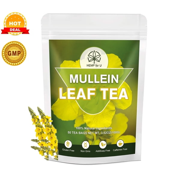 Mullein Leaf Tea - Detox Herbal Tea for Immune Support, Caffeine Free, 50 Tea Bags