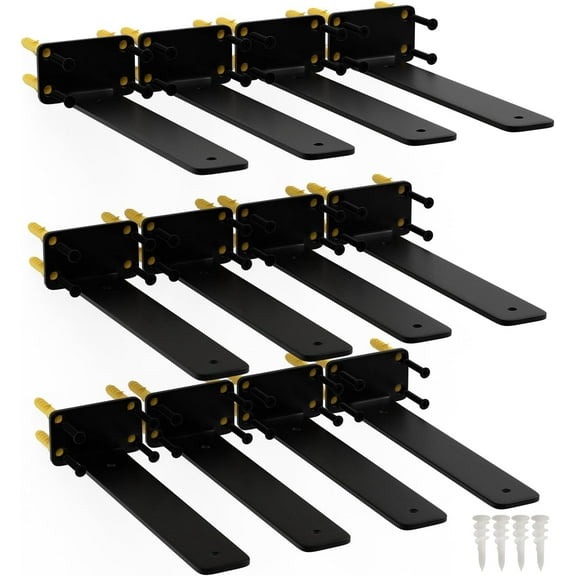 The 10 Inch Shelf Brackets, 12 Pack Floating Shelf Bracket, 1/5” Thick Carbon Steel Hidden Shelf Brackets, Rustic Industrial Brackets for Wall Decor