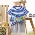 thumbnail image 2 of NIEWTR Toddler Pajamas for Boys 2T 3T 4T 5T 2PCs Set Short Sleeve Tops + Shorts Soft Breathable Children Kids Pjs Summer Pajamas Loungewear for Rest & Comfort(A-Blue,5-6 Years), 2 of 4