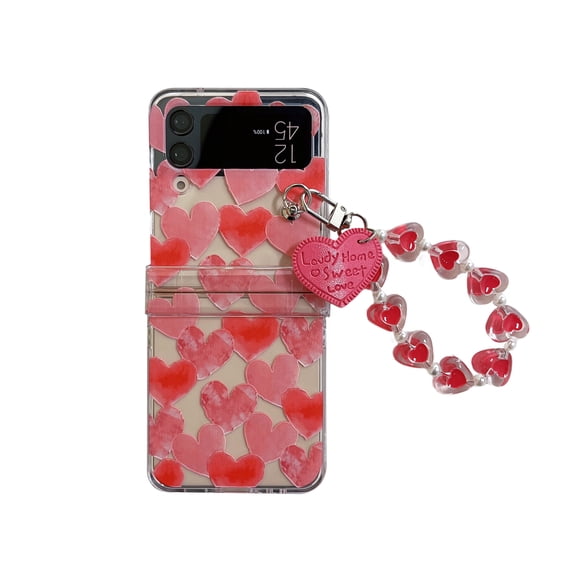 For Samsung Galaxy Z Flip4 5G Phone Case,Luxury Cute Plant Flowers Chain Case,Shockproof Hard PC Case