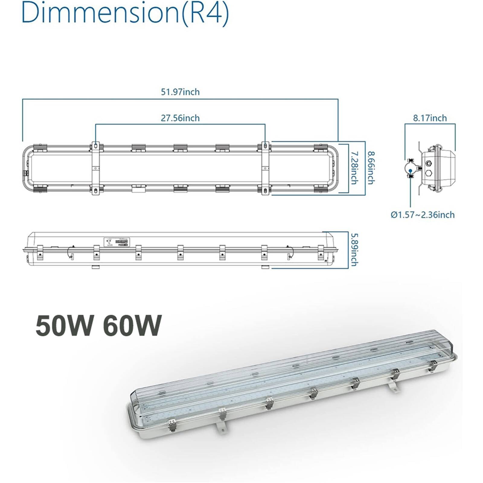 Chiuer 4FT 50W Hazardous Location Lighting Fixtures 100-277V 5000K 7000LM Class I Div 2