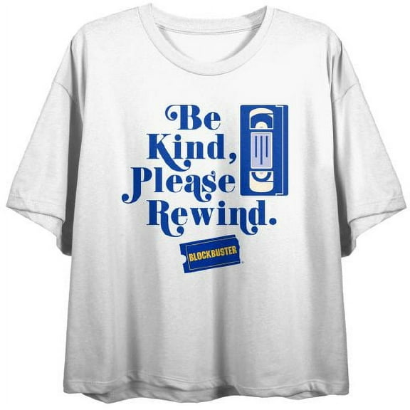Blockbuster Be Kind Please Rewind Juniors White Crop T-shirt-XS
