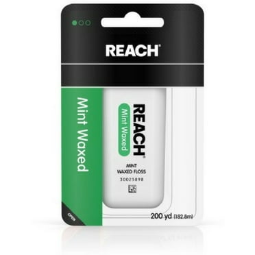 Reach Waxed Dental Floss for Plaque and Food Removal, Mint Flavor, 200 Yards, 1 Ct (Pack of 6)