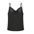 thumbnail image 3 of AWZXDE Women's Summer Thin Strap Lightweight Breathable V-Neck Camisole Tank Top with Low Fold Design for Casual Parties and Fashion Everyday Wear Black,L, 3 of 8