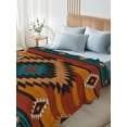 thumbnail image 4 of Aztec Southwest Full Size Flat Sheet, Wrinkleproof & Fadeproof Cooling Flat Bed Sheet Only, Vintage Geometric Farmhouse Art Breathable Soft Bedding Top Sheets 81 x 96 Inches, 4 of 8