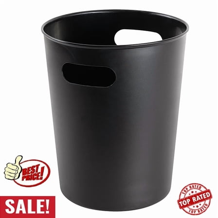 2.64 Gal Plastic Bathroom Wastebasket Trash Can Bedroom Office W/ 2 Handles Hot