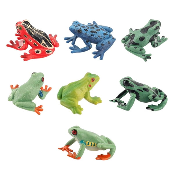 7 Pieces Realistic Frog Figurines Animal Model for Yard Collection Kids Toys