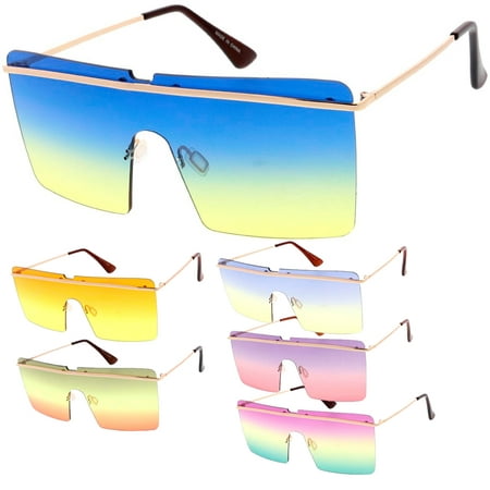MLC Eyewear Flat Top Square Frame Aviator Candy Lens Fashion Sunglasses