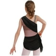 thumbnail image 4 of iiniim Girls Sparkly Lyrical Dance Sleeveless Asymmetrical Gymnastics Leotard Ruched Ballet Dress Dusty Pink 14, 4 of 7