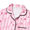 thumbnail image 6 of NIPAXO Girls Satin Pajamas Set Short Sleeve Button-Down Pink Stripe Strawberry Bow Print Sleepwear for Kids, 6 of 8