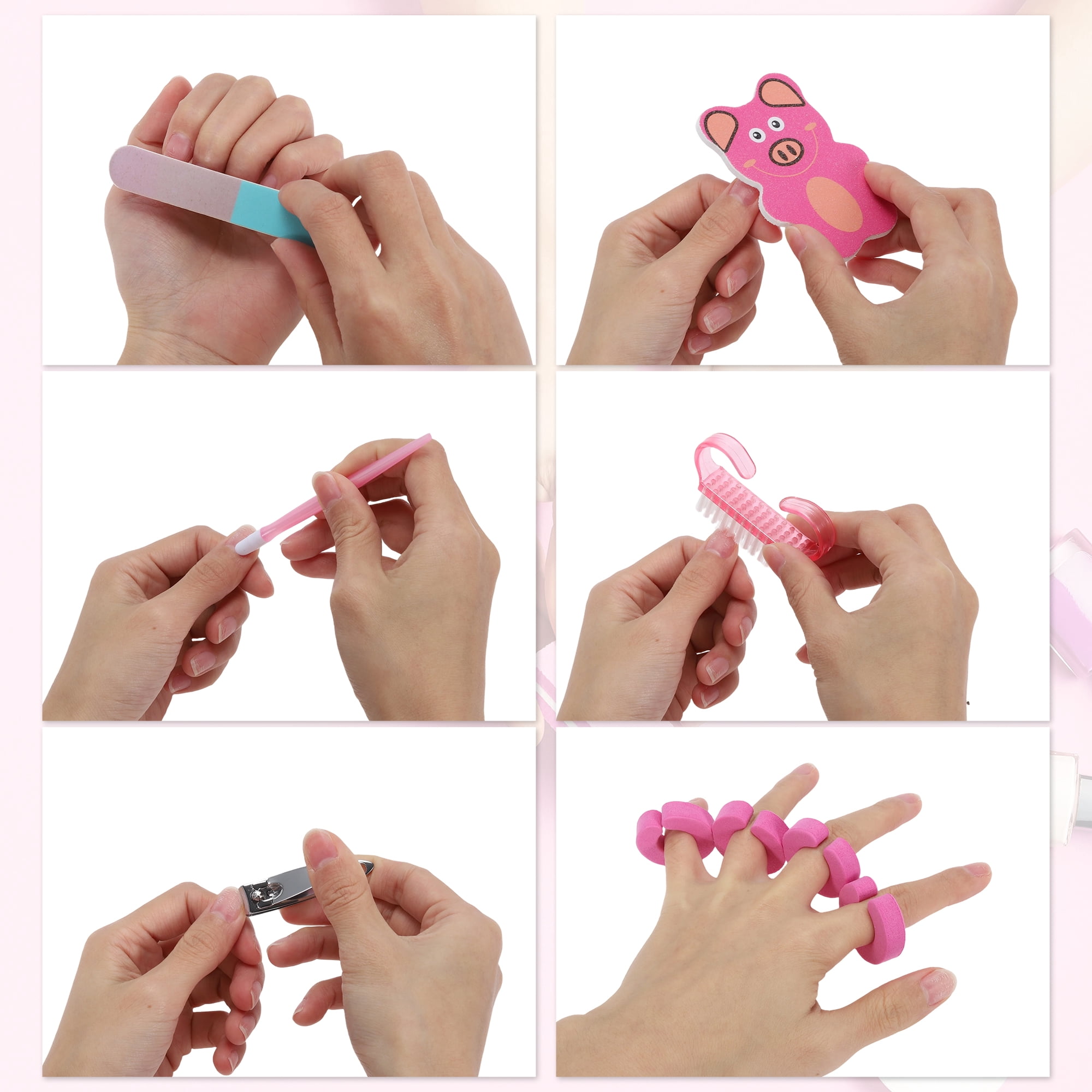 Unique Bargains Portable Manicure Tools Kit for Nail Care Pink