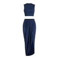 thumbnail image 4 of Wedding Dress Women's Solid Color Vest And Pleated Slit Long Dress Two Piece Casual Set, 4 of 4