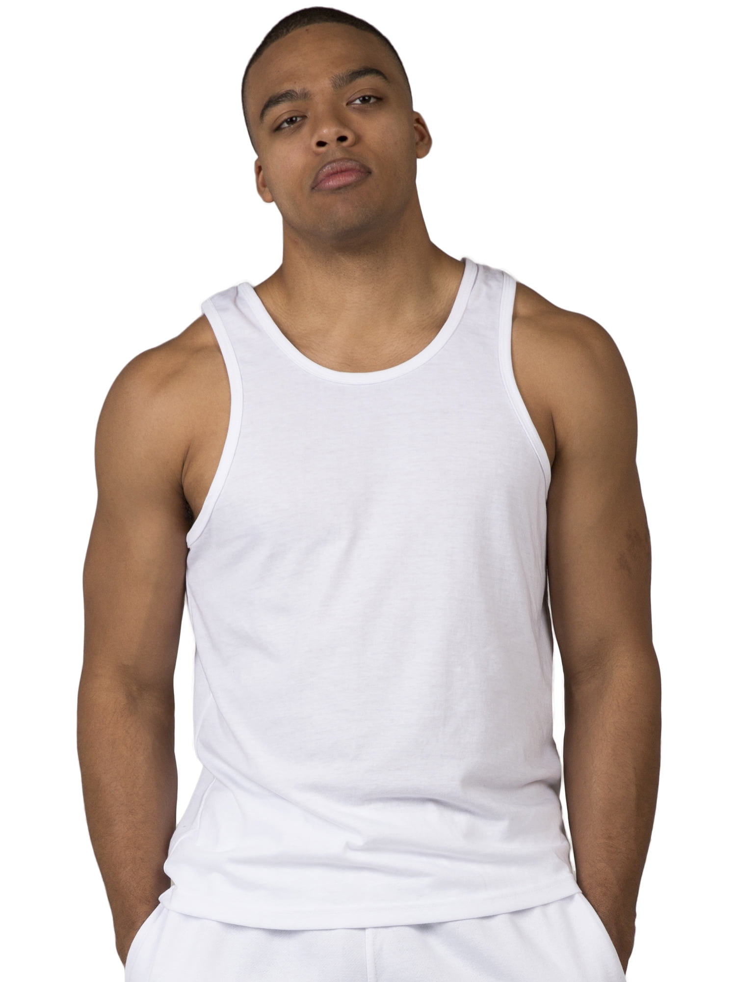 Vibes Men Cotton Rib Tank Tops White 3X 