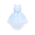 thumbnail image 4 of Flower Girl Dress Lace Hi-low Skirt Blue Wedding Pageant 6 Years, 4 of 8