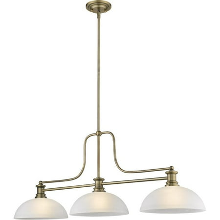 

Z-Lite 725-3-D14 Melange 3 Light 52 Wide Billiard Chandelier - Heritage Brass / White