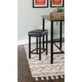 thumbnail image 6 of Linon Austin 3 Piece Pub Set Wood Table Top Padded Stools Metal Legs in Black, 6 of 10