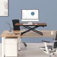 thumbnail image 2 of FITUEYES Bureau Debout de 30 Pouces à Hauteur Réglable, Convertisseur de Bureau Assis-Debout, Poste de Travail de Table, Compatible avec Double Moniteur pour Bureau à Domicile, Brun SD108001DW, 2 of 6