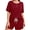 D1-Wine Red, variant on Cute Plus Size Outfits Women's Summer Two Piece Shorts Set Trendy Loungewear Fancy Peachy Leopard Print 2X