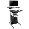 thumbnail image 1 of Bureau Debout Mobile Polyvalent, Poste de Travail Informatique Roulant pour Bureau à Domicile, Bureau pour Portable avec Tablette pour Imprimante et Espace pour Clavier, Hauteur Réglable, 1 of 9