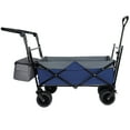 thumbnail image 4 of With Push Handle, 480Lbs Collapsible Wagon with Canopy, Wagon cart with 7" All-Terrain Wheels, Lightweight Foldable Wagon, Large Capacity for Camping, Shopping, Sports, and Garden Use, dark blue, 4 of 26