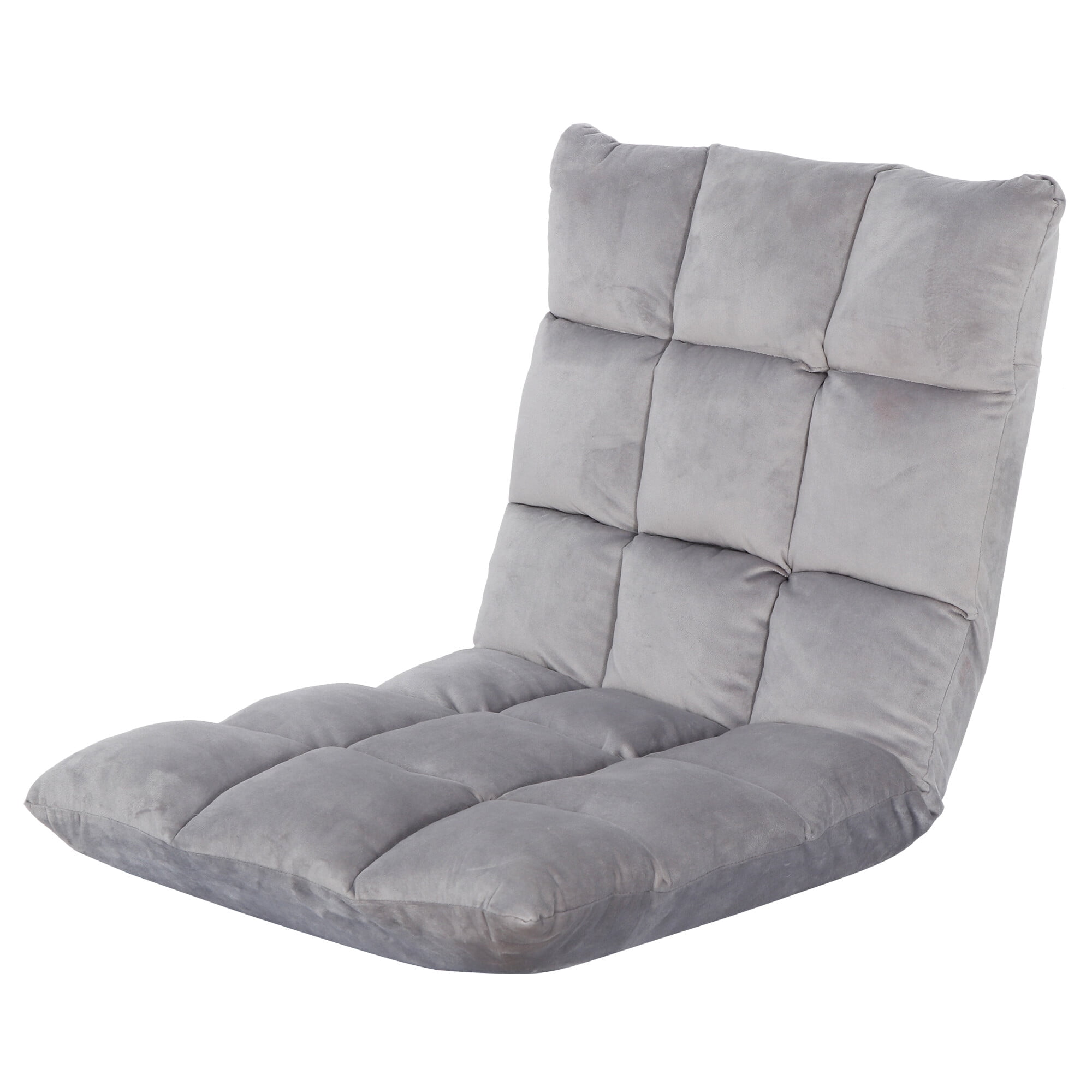 ZENY 14 Levels Adjustable Floor Folding Chair Lazy Sofa Cushion Gaming Chair Recliner - Gray