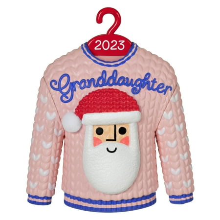 Hallmark Keepsake Christmas Ornament 2023  Granddaughter Christmas Sweater  Family Gifts. .09 lbs.