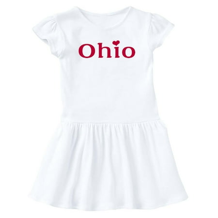 

Inktastic Ohio in Red Text with Heart Gift Toddler Girl Dress