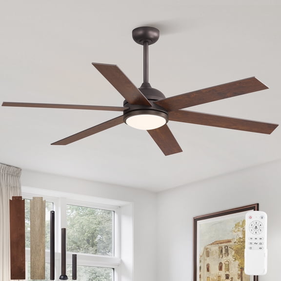 Zardon 58in Large Modern Ceiling Fan with Light and Remote, Reversible and Quiet DC Motor, 6 Speeds, Timer for Living Room, Bedroom, Black