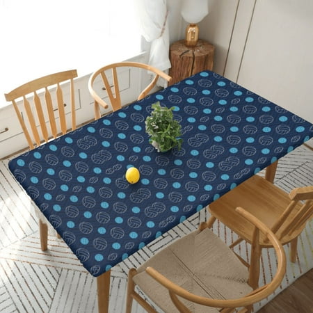 

Home Deluxe Tablecloth Volleyball Navy Blue Waterproof Elastic Rim Edged Table Cover- For Christmas Parties And Picnics 5ft