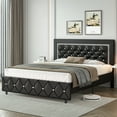 4 EVER WINNER Queen Size Bed Frame, Upholstered Platform Bed Frame with
