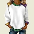 thumbnail image 3 of Craaazy Women's Carnival Prints Crewneck Long Sleeve Mardi Gras Sweatshirts Gifts, 3 of 5