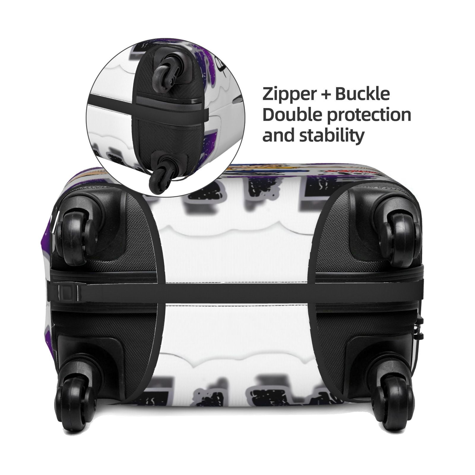 Honeii Sml Jeffy Print Elastic Luggage Cover, Suitcase Protector