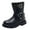 Black, variant on Girls Lace Up Waterproof Ankle Boots Zip-Up Combat Shoes for Toddler/Little Kid/Big Kid(12,Black)